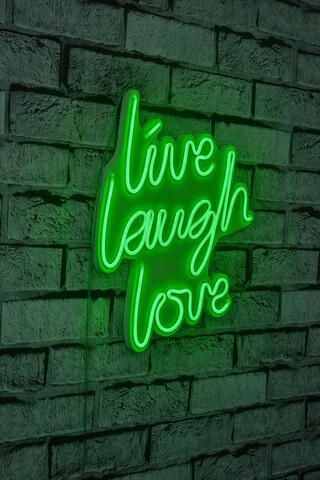 Decoratiune luminoasa LED, Live Laugh Love, Benzi flexibile de neon, DC 12 V, Verde