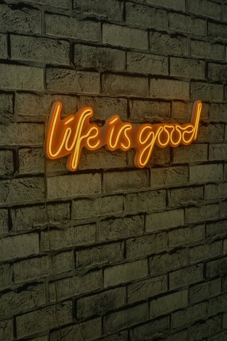 Decoratiune luminoasa LED, Life Is Good, Benzi flexibile de neon, DC 12 V, Galben