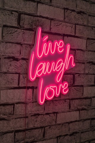 Decoratiune luminoasa LED, Live Laugh Love, Benzi flexibile de neon, DC 12 V, Roz