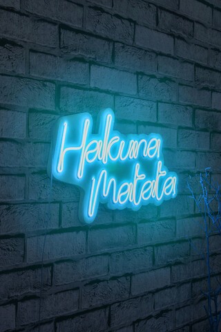 Decoratiune luminoasa LED, Hakuna Matata, Benzi flexibile de neon, DC 12 V, Albastru