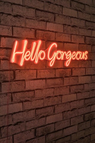 Decoratiune luminoasa LED, Hello Gorgeous, Benzi flexibile de neon, DC 12 V, Rosu