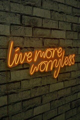 Decoratiune luminoasa LED, Live More Worry Less, Benzi flexibile de neon, DC 12 V, Galben