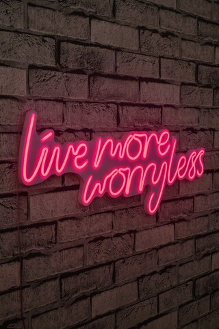 Decoratiune luminoasa LED, Live More Worry Less, Benzi flexibile de neon, DC 12 V, Roz