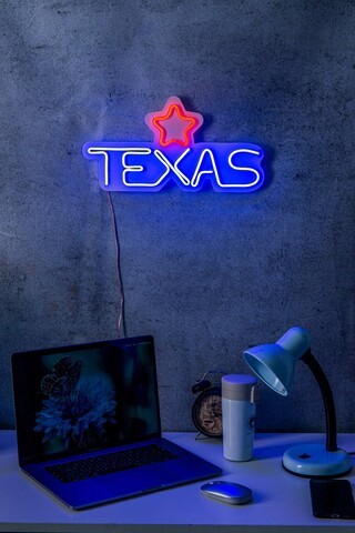 Decoratiune luminoasa LED, Texas Lone Star Red, Benzi flexibile de neon, DC 12 V, Rosu albastru