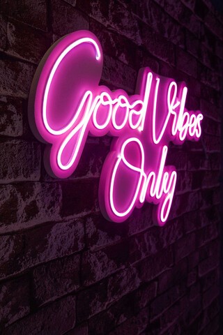 Decoratiune luminoasa LED, Good Vibes Only 2, Benzi flexibile de neon, DC 12 V, Roz