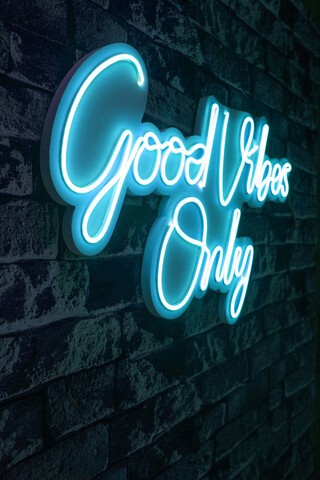 Decoratiune luminoasa LED, Good Vibes Only 2, Benzi flexibile de neon, DC 12 V, Albastru