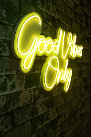 Decoratiune luminoasa LED, Good Vibes Only 2, Benzi flexibile de neon, DC 12 V, Galben