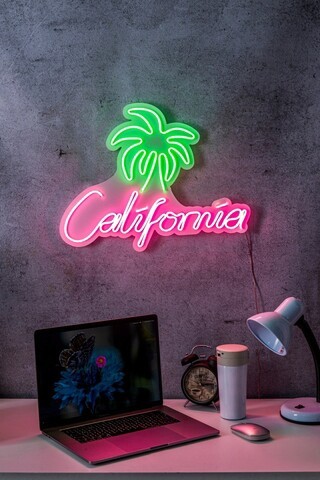 Decoratiune luminoasa LED, California, Benzi flexibile de neon, DC 12 V, Verde / Roz