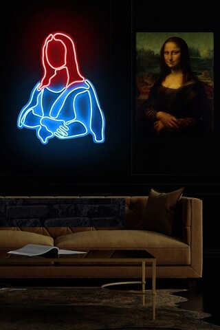 Decoratiune luminoasa LED, Mona Lisa, Benzi flexibile de neon, DC 12 V, Rosu albastru