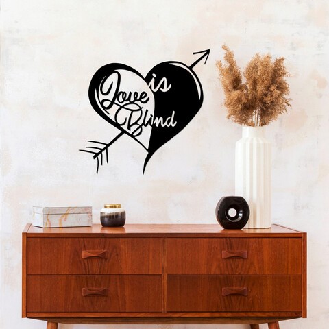 Decoratiune de perete, Love in Blind, Metal, Dimensiune: 61 x 59 cm, Negru