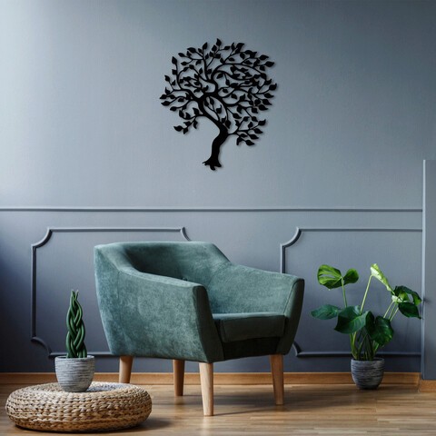 Decoratiune de perete, Tree, Metal, Dimensiune: 61 x 69 cm, Negru