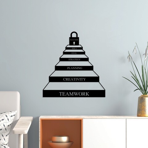 Decoratiune de perete, Success Steps, Metal, Dimensiune: 67 x 70 cm, Negru