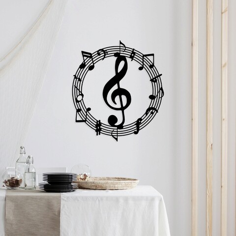 Decoratiune de perete, Musical 2, Metal, Dimensiune: 63 x 70 cm, Negru