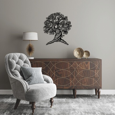 Decoratiune de perete, Monumental Tree, Metal, Dimensiune: 62 x 70 cm, Negru