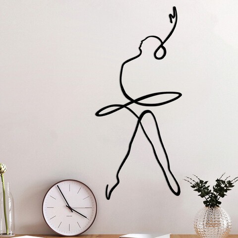 Decoratiune de perete, Ballerina 2, Metal, 70 x 32 cm, Negru