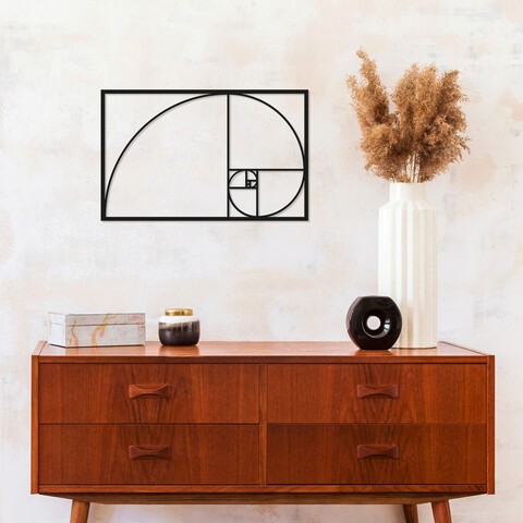 Decoratiune de perete, Golden Ratio, Metal, Dimensiune: 53 x 35 cm, Negru