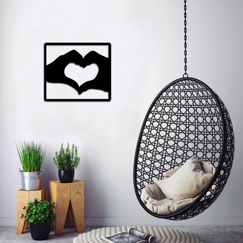 Decoratiune de perete, Love, Metal, Dimensiune: 50 x 44 cm, Negru