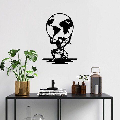 Decoratiune de perete, Atlas, Metal, Dimensiune: 49 x 70 cm, Negru