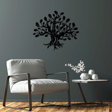 Decoratiune de perete, Monumental Tree 8, Metal, Dimensiune: 70 x 61 cm, Negru