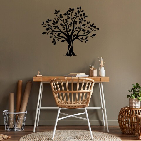 Decoratiune de perete, Monumental Tree 14, Metal, Dimensiune: 85 x 74 cm, Negru