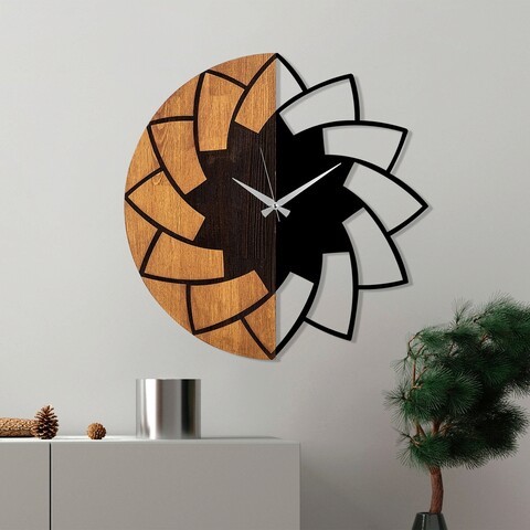 Ceas de perete, Wooden Clock, Lemn/metal, ø56 cm, Nuc / Negru