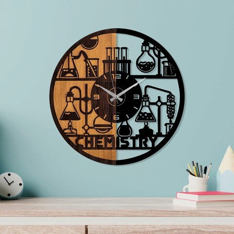 Ceas de perete, Wooden Clock, Lemn/metal, ø56 cm, Nuc / Negru