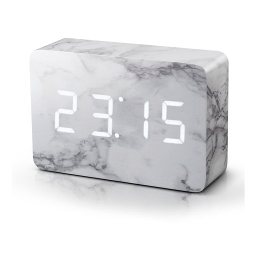 Ceas LED cu aspect de marmură Gingko Brick Marble Click Clock, alb