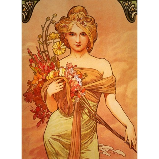 Reproducere pe pânză după Alfons Mucha - Bouquet, 40 x 55 cm