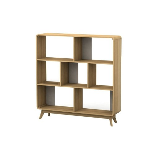 Bibliotecă în culoare naturală cu aspect de lemn de stejar 122x126 cm Caitlin – Støraa