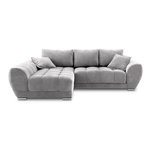 Colțar extensibil cu tapițerie de catifea și șezlong pe partea stângă Windsor & Co Sofas Nuage, gri deschis