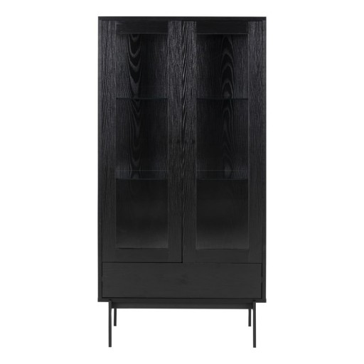 Vitrină neagră cu aspect de lemn de frasin 75x152 cm Angus – Actona