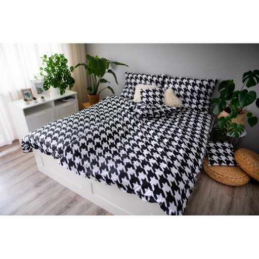 Lenjerie de pat din bumbac pentru pat de o persoană Cotton House Dita, 140 x 200 cm, alb - negru