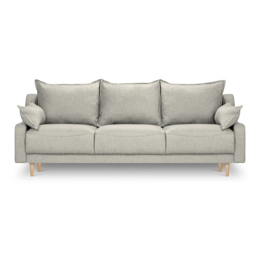 Canapea extensibilă cu spațiu de depozitare Mazzini Sofas Freesia, gri deschis