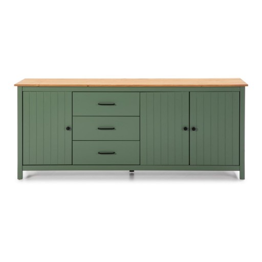 Comodă verde/în culoare naturală joasă din lemn masiv de pin 190x80 cm Miranda – Marckeric