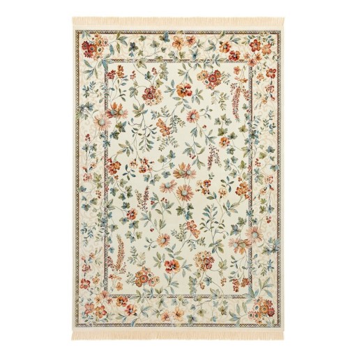 Covor crem din viscoză 135x195 cm Oriental Flowers – Nouristan