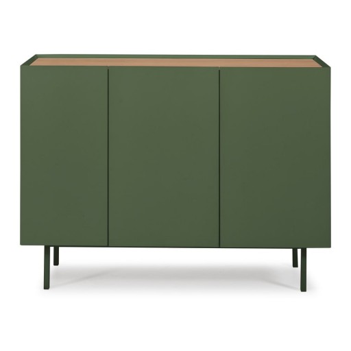 Comodă verde joasă cu aspect de lemn de stejar 110x85 cm Arista – Teulat