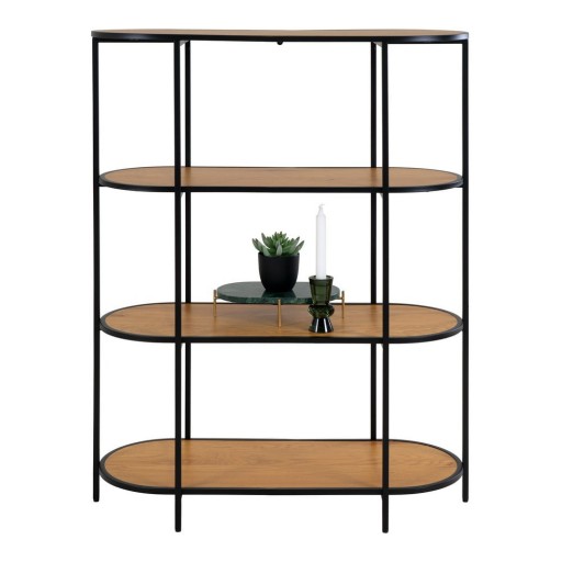 Bibliotecă neagră cu aspect de lemn de stejar 36x111 cm Vita - House Nordic