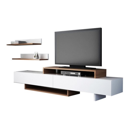 Set mobilier TV alb/natural 180x40 cm Nirvanas - Furny Home