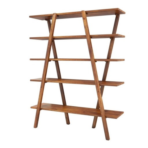 Bibliotecă din lemn de pin Perla Walnut, 148 x 120 cm