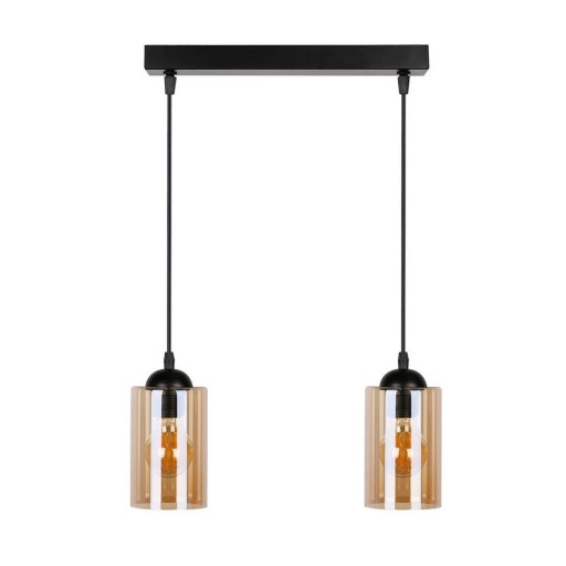 Lustră neagră cu abajur din sticlă 10x34 cm Bistro – Candellux Lighting