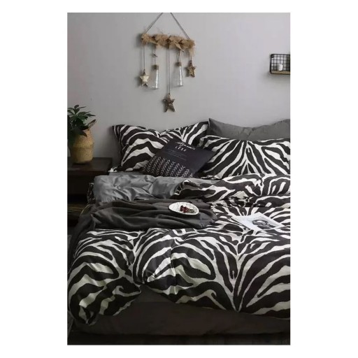 Lenjerie de pat din bumbac alb-negru pentru pat dublu-extins și cearceaf 200x220 cm - Mila Home