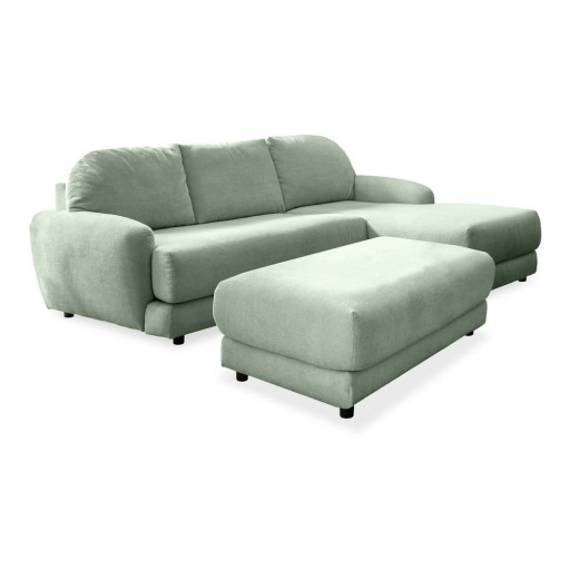 Colțar verde deschis (colț pe partea dreaptă) cu taburet Comfy Claude – Miuform