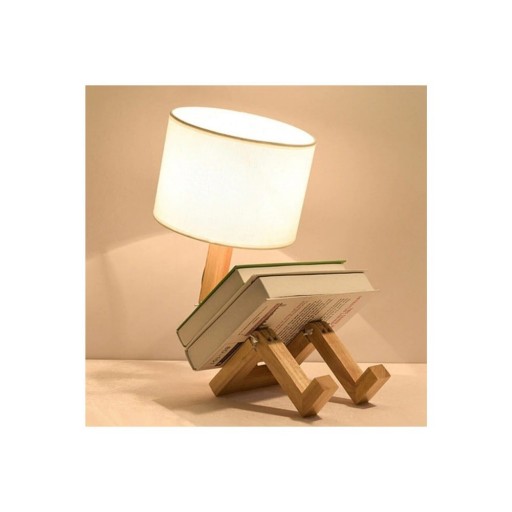 Veioză crem/în culoare naturală din lemn masiv (înălțime 46 cm) WoodenMan – Squid Lighting