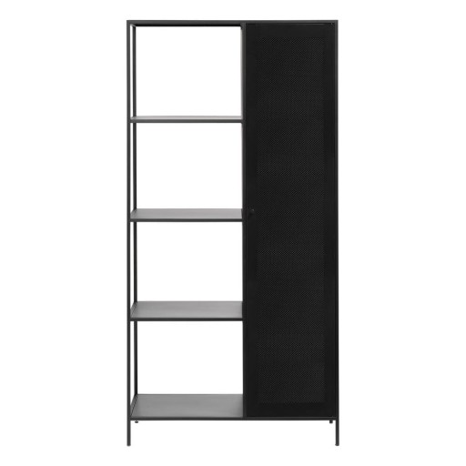 Bibliotecă neagră din metal 90x180 cm Malibu – Unique Furniture