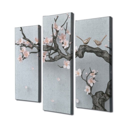 Tablou din 3 piese Sakura - Wallity