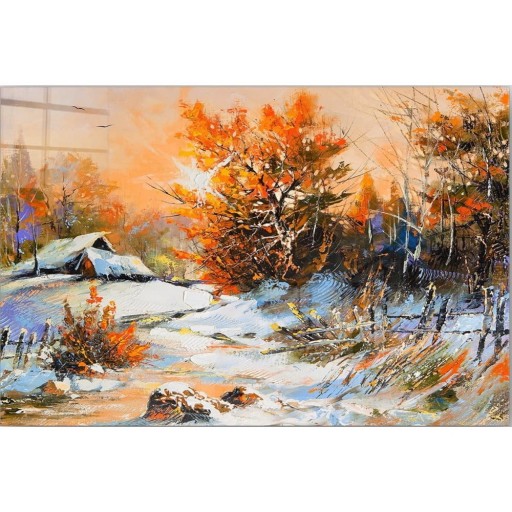 Tablou din sticlă 100x70 cm Winter – Wallity