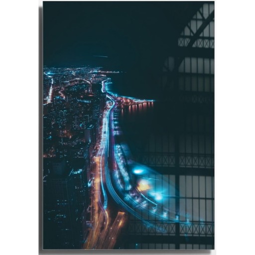 Tablou din sticlă 50x70 cm Night Way – Wallity