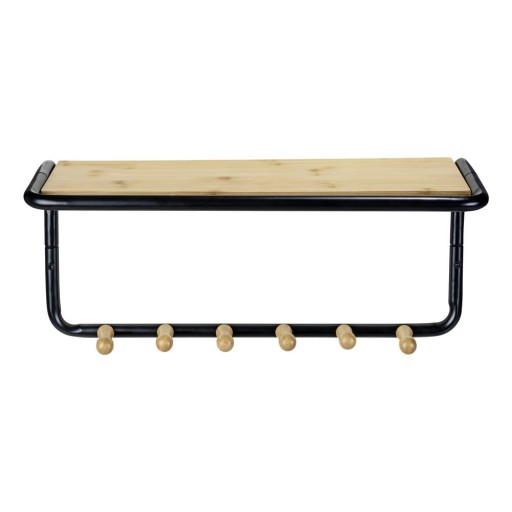 Cuier de perete negru/natural cu raft din metal Loft – Wenko