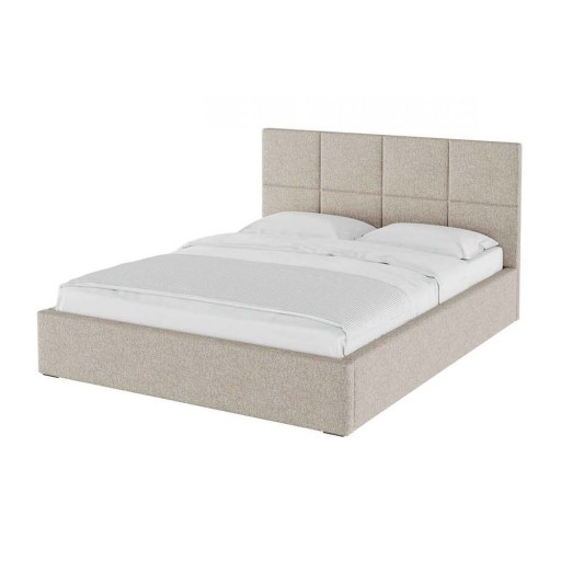 Pat matrimonial bej tapițat cu spațiu de depozitare cu somieră 140x200 cm Bufo Bed – MESONICA