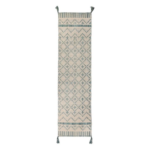 Covor din bumbac Flair Rugs Leela, 60 x 200 cm, bej - albastru